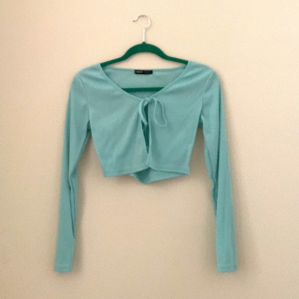 Shein Turquoise Tie-Up Cardigan